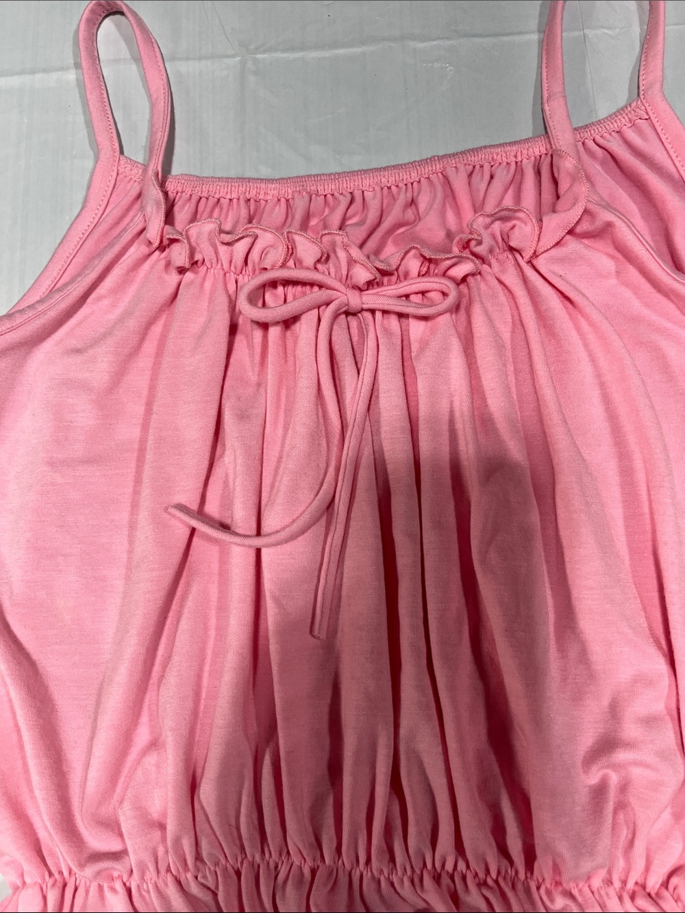 Pink Drawstring Ruffle Hem Cami Top - Picture 2 of 7